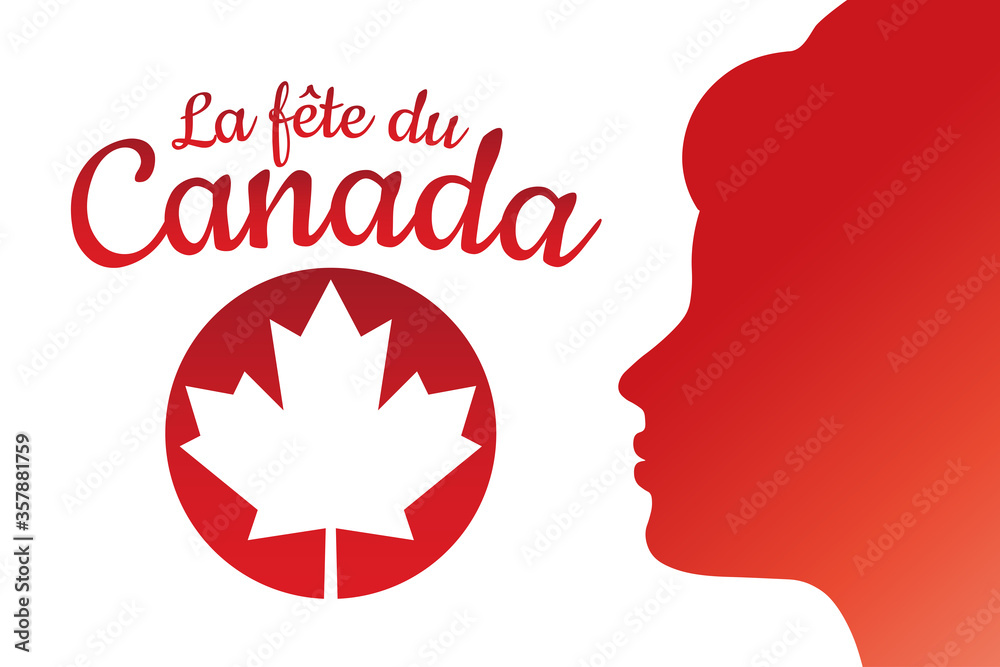 Inscription in French language Canada Day. July 1. Holiday concept. Template for background, banner, card, poster with text inscription. Vector EPS10 illustration. Inscription in French language Canada Day. July 1. Holiday concept. Template for background, banner, card, poster with text inscription. Vector EPS10 illustration.