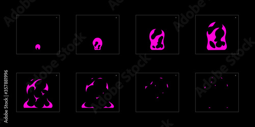Poison explosion effect. Explosion Animation effect. Animation Sprite sheet for games, cartoon or animation. vector style animation effect 1192.