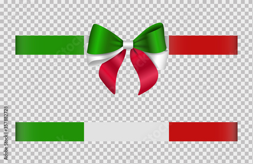 Bow and ribbon with italian flag colors. Italian bow and ribbon
