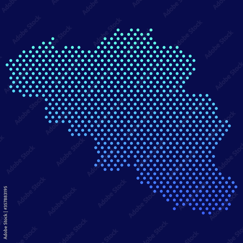 Belgium Dotted Map Vector Round Design Gradient Art