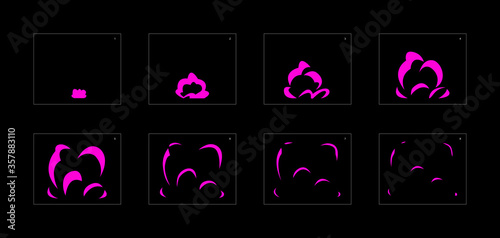 Poison explosion effect. Explosion Animation effect. Animation Sprite sheet for games, cartoon or animation. vector style animation effect 1210.