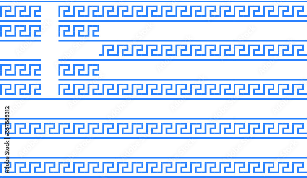 Greek flag with meanders-ancient ethnic ornaments.
