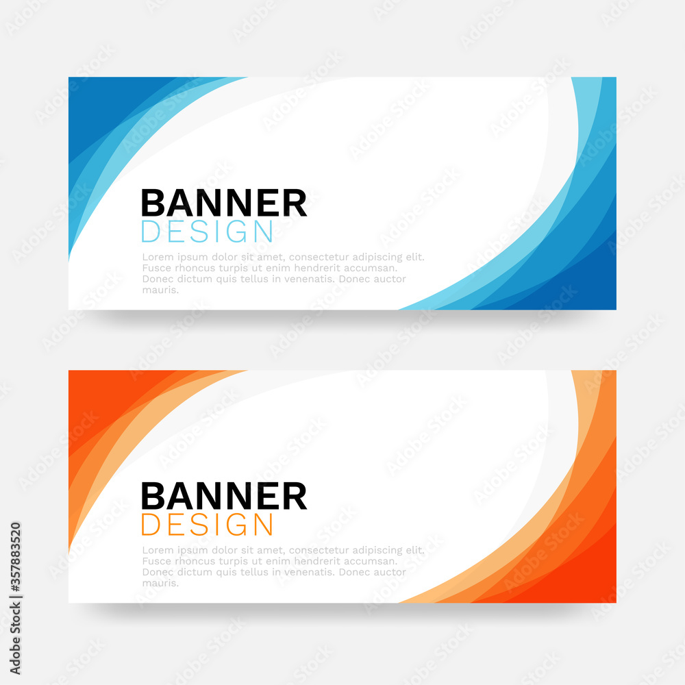 Banner web advertising design curve layer abstract collection blue and orange color template for promotion and business