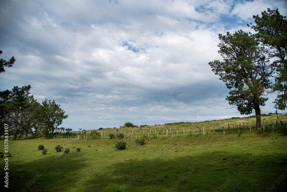 Fototapeta premium paisaje Montañoso del país vasco con nubes en un dia de verano