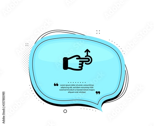 Drag drop gesture icon. Quote speech bubble. Slide arrow sign. Swipe action symbol. Quotation marks. Classic drag drop icon. Vector