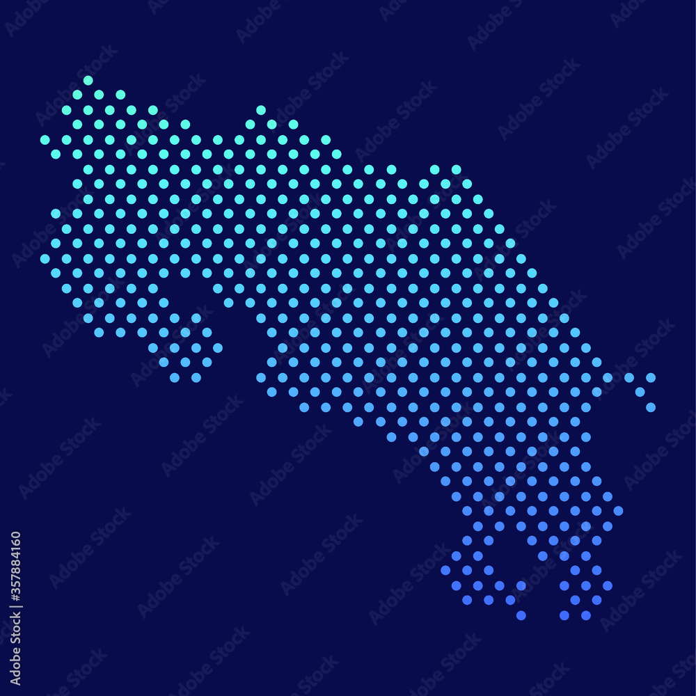 Fototapeta premium Costa Rica Dotted Map Vector Round Design Gradient Art