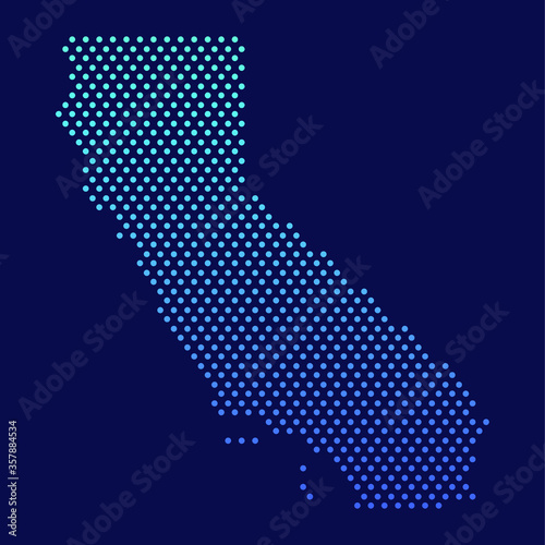 California Dotted Map Vector Round Design Gradient Art