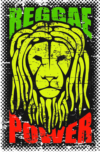 Grunge artwork ''Reggae power'' for t-shirt, poster... photo