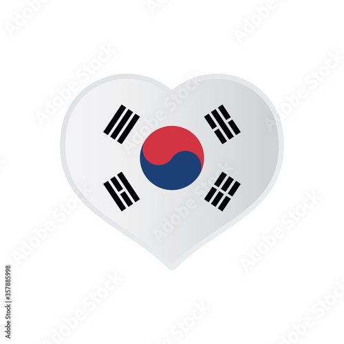 Republic of Korea country heart flag. South Korean national symbol.