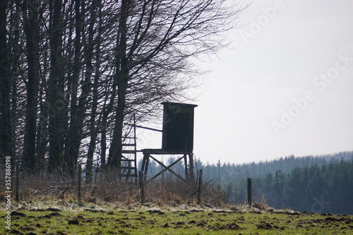 hunting stand near a forest