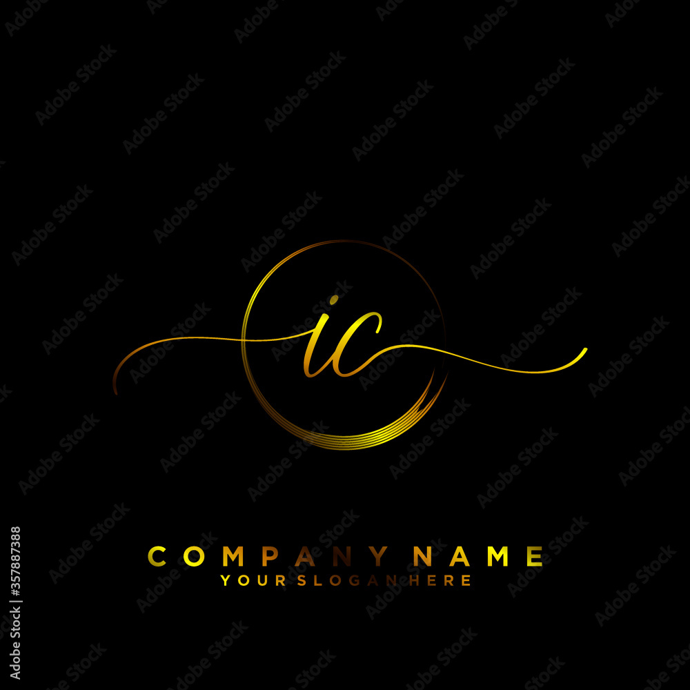 IC Initial handwriting logo vector IC Initial handwriting logo vector