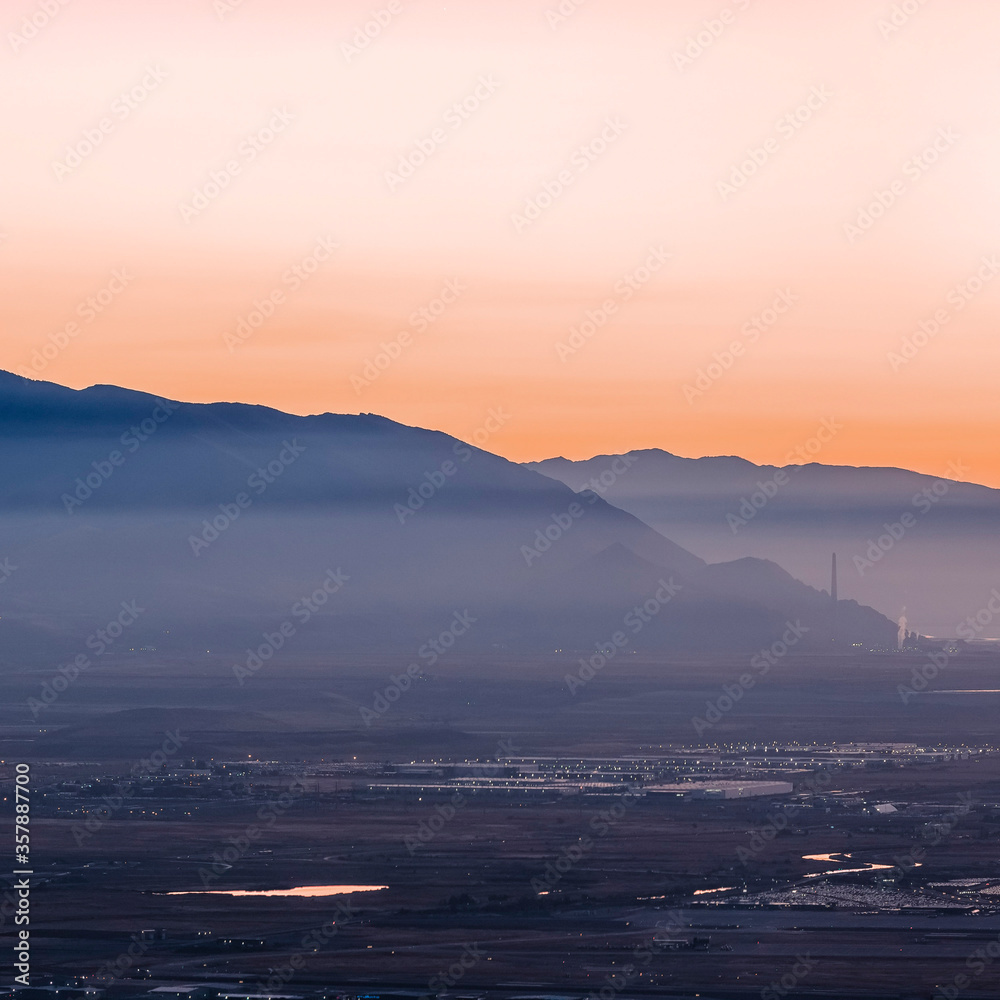 Square Sunrise over the mountains and Utah Valley