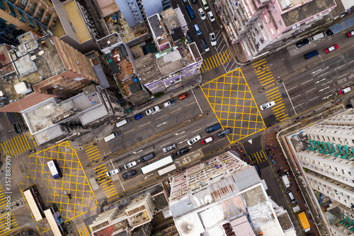 Top down view of Hong Kong traffic © leungchopan