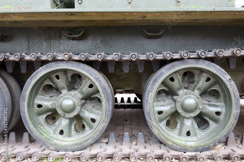 View of caterpillar of Soviet tank