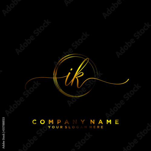 IK Initial handwriting logo vector