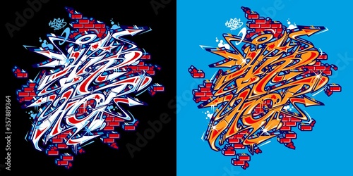 Abstract Word HipHop Graffiti Style Font Lettering Vector Illustration