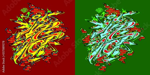 Abstract Word HipHop Graffiti Style Font Lettering Vector Illustration