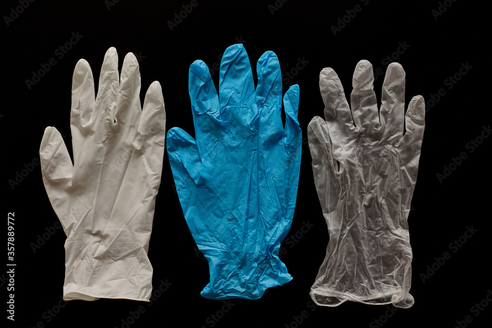Remedies for a new coronavirus infection COVID-19 protective gloves medical white blue latex advertising banner Remedies for a new coronavirus infection COVID-19 protective gloves medical white blue latex advertising banner
