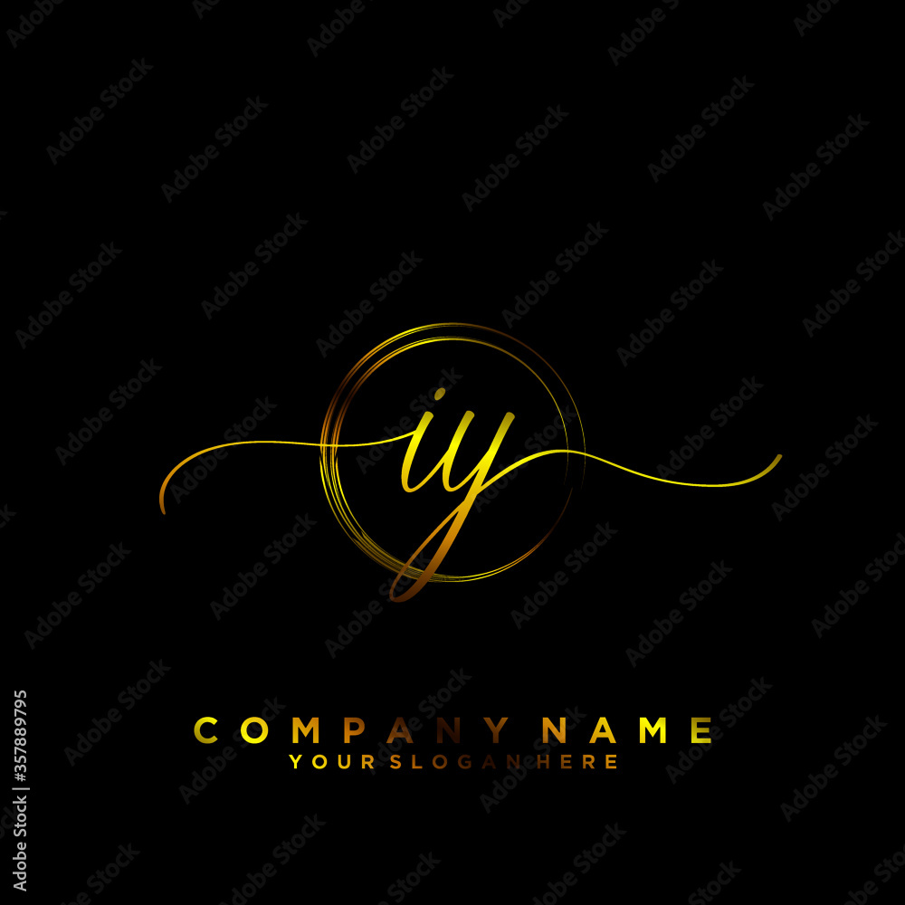 IY Initial handwriting logo vector