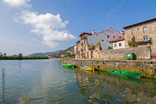 Shore of the river Ason in Limpias, Cantabria (Spain).