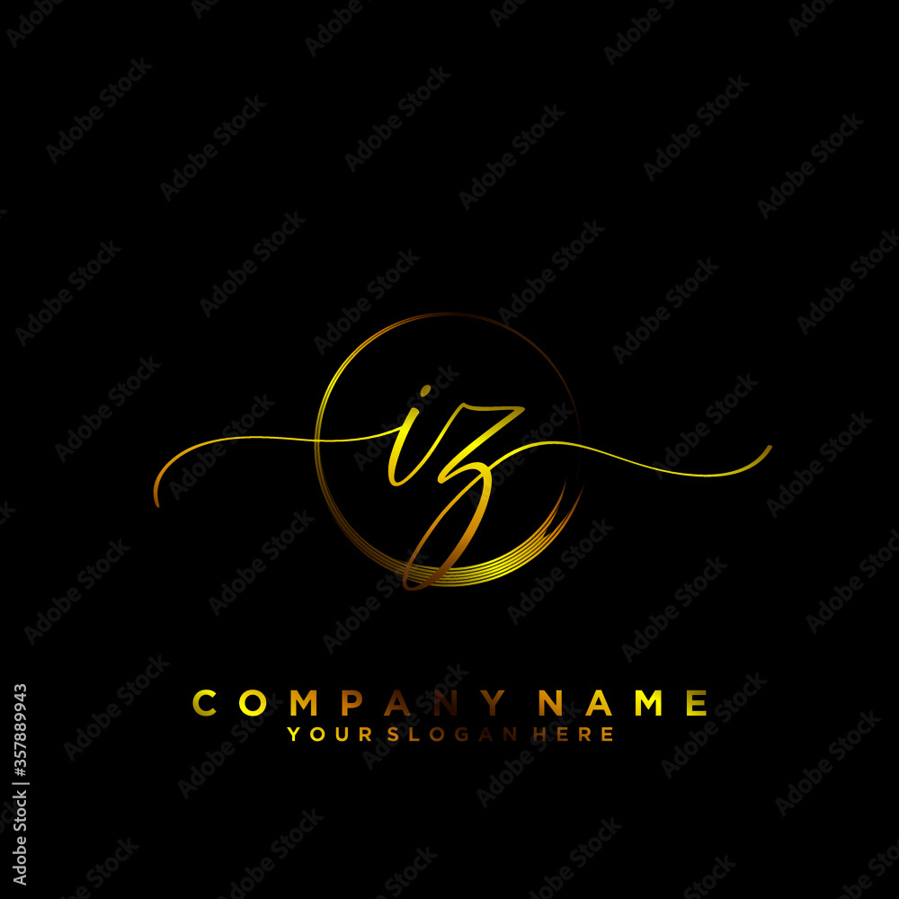 IZ Initial handwriting logo vector IZ Initial handwriting logo vector