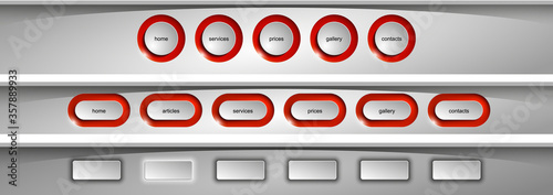 Set of vector buttons on a metal background For Your Website