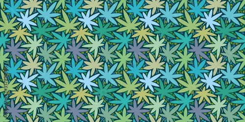 Abstract Colorful Seamless Pattern With Cannabis Leaves Vector Illustration