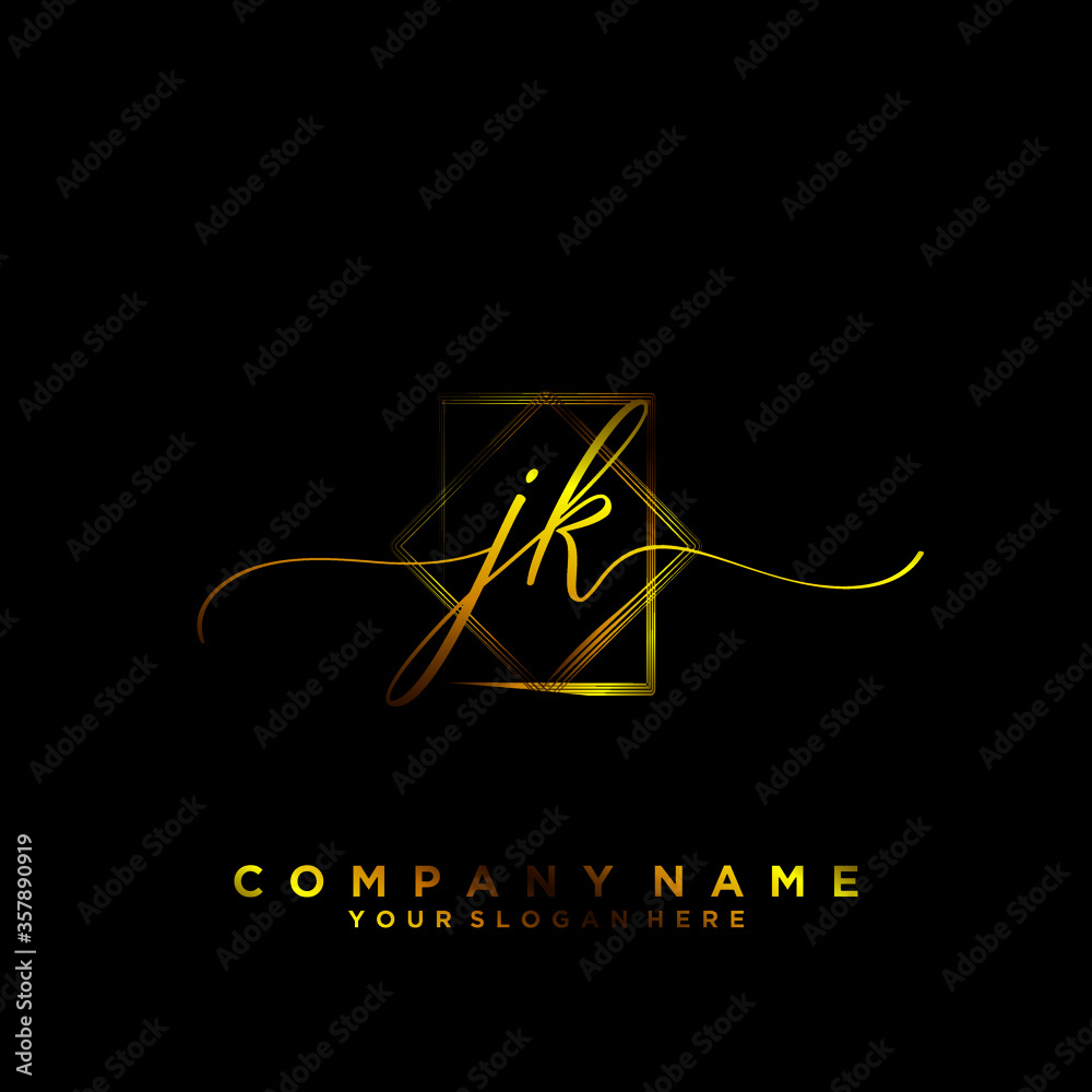 JK Initial handwriting logo vector JK Initial handwriting logo vector
