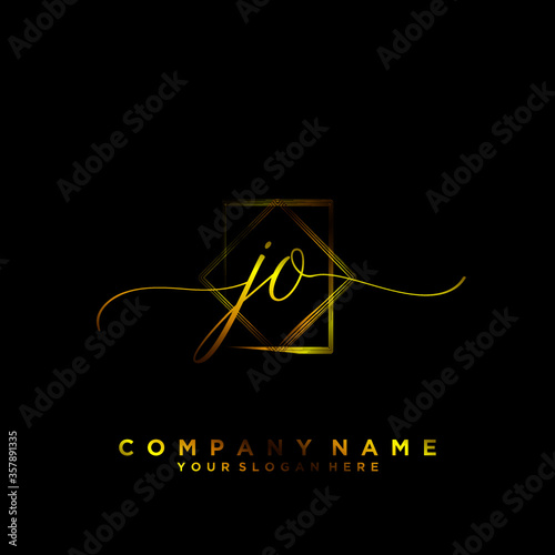 JO Initial handwriting logo vector