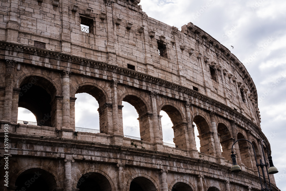 Original facade of the Colosseum in Rome