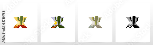 Cactus And Desert On Letter Logo Design X