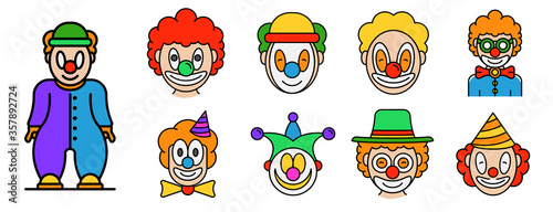 Fotografia, Obraz Clown icons set