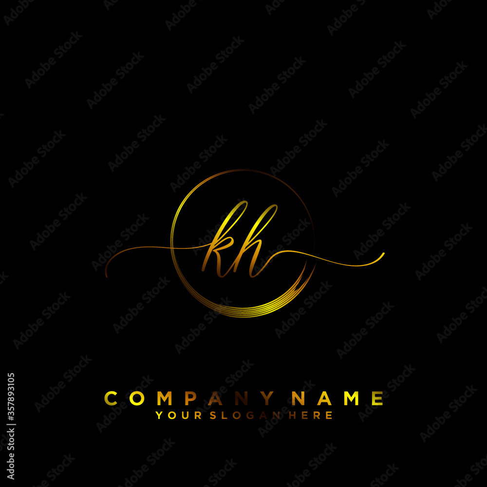 KH Initial handwriting logo vector KH Initial handwriting logo vector