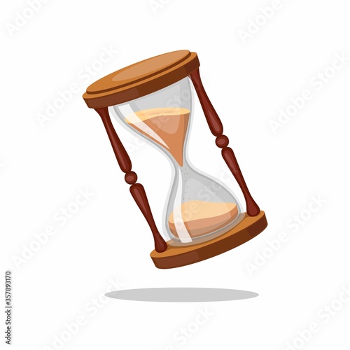 Hourglass, Vintage Sand Glass Timer Symbol. Concept in Cartoon Realistic illustration Vector isolated in white background