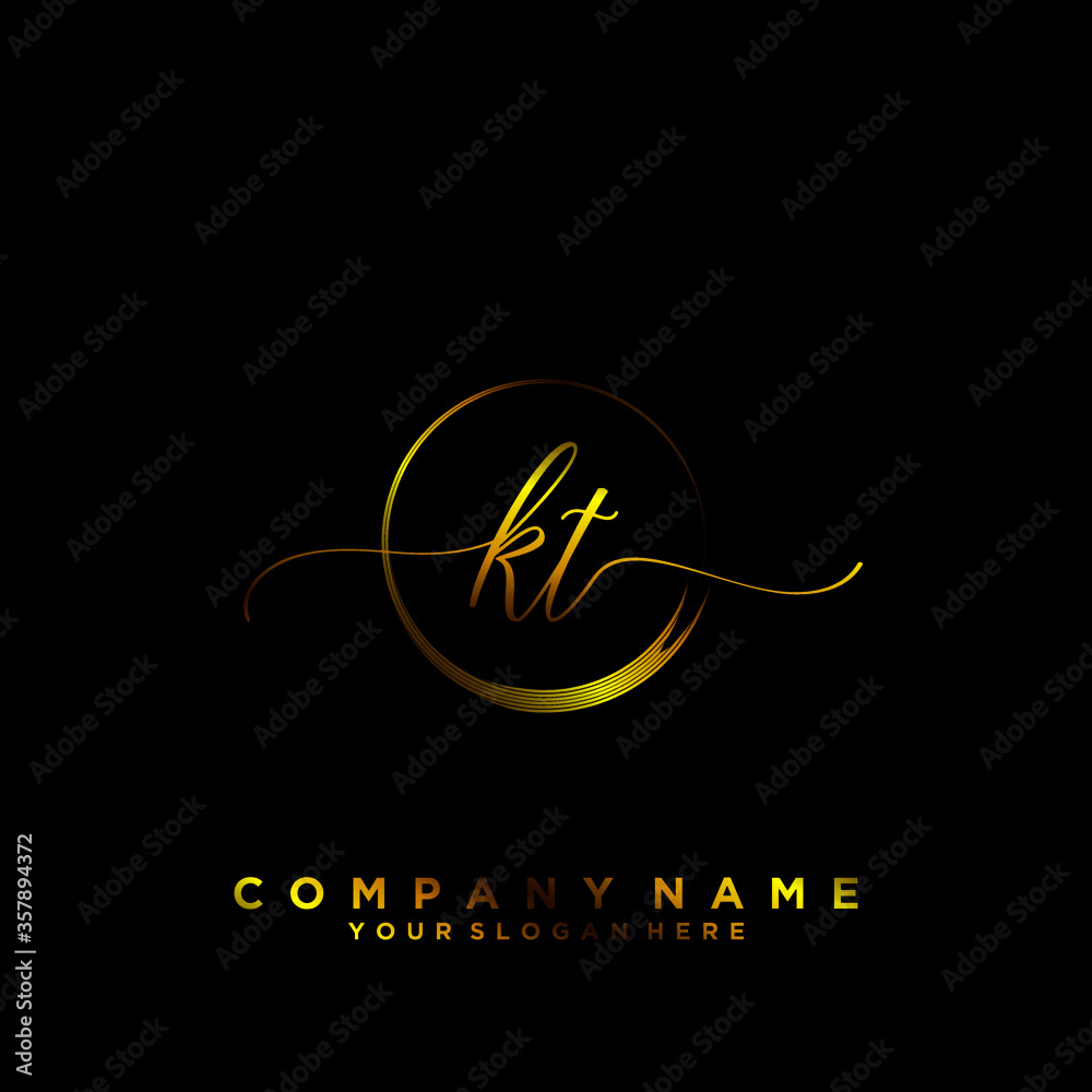 KT Initial handwriting logo vector KT Initial handwriting logo vector