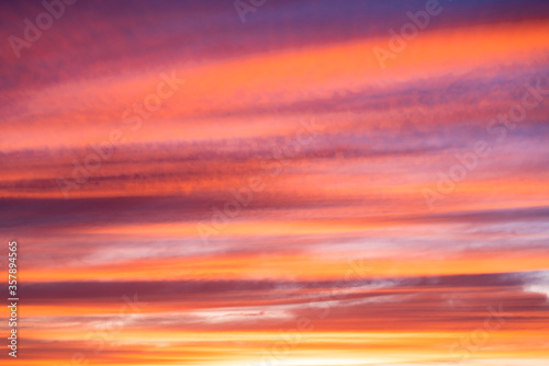 Sky, Bright Blue, Orange And Yellow Colors Sunset © EwaStudio