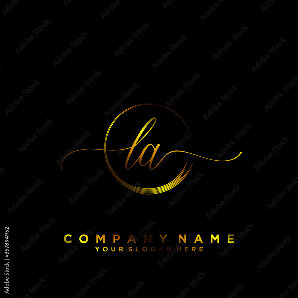 LA Initial handwriting logo vector LA Initial handwriting logo vector