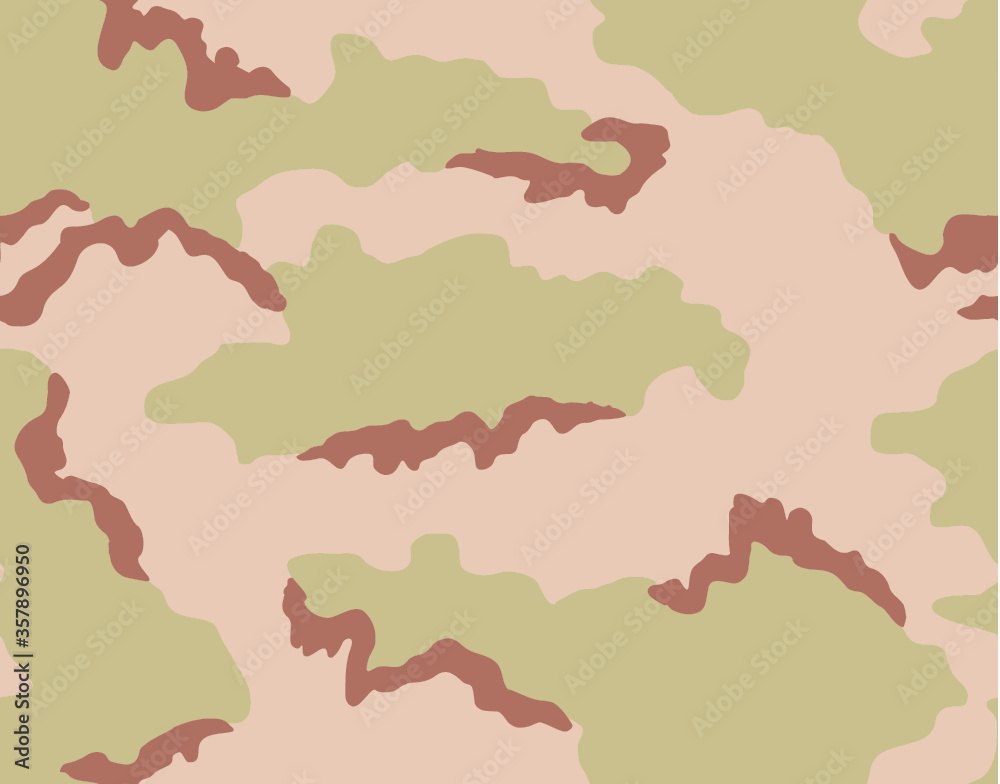 Desert camouflage seamless pattern. Tricolor scheme (light green, beige, brown).