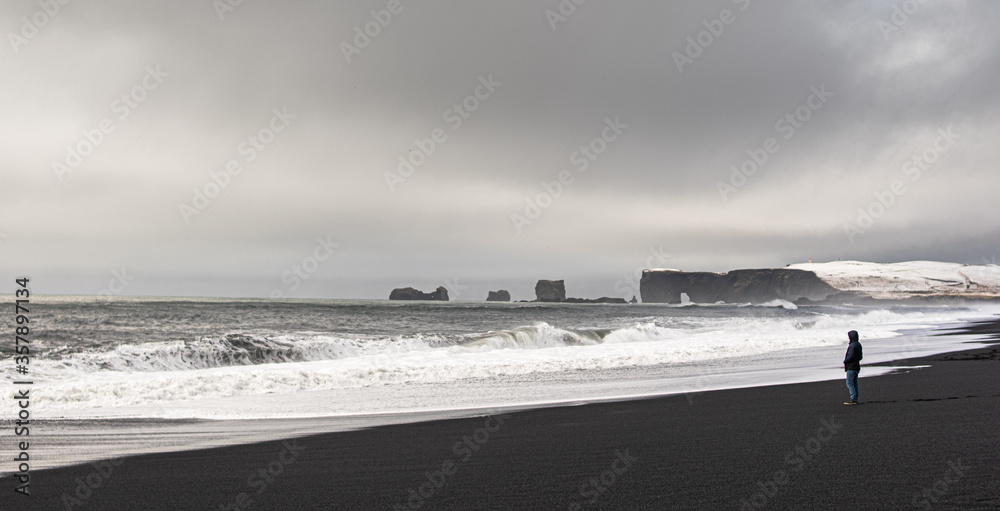 Photo of the beautiful black beach in Iceland, Vik during winter Photo of the beautiful black beach in Iceland, Vik during winter