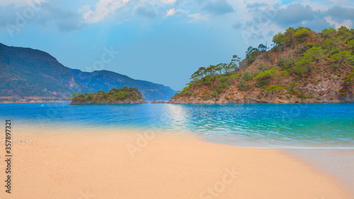 Panoramic view of amazing Oludeniz Beach And Blue Lagoon  Oludeniz beach is best beaches in Turkey - Fethiye  Turkey