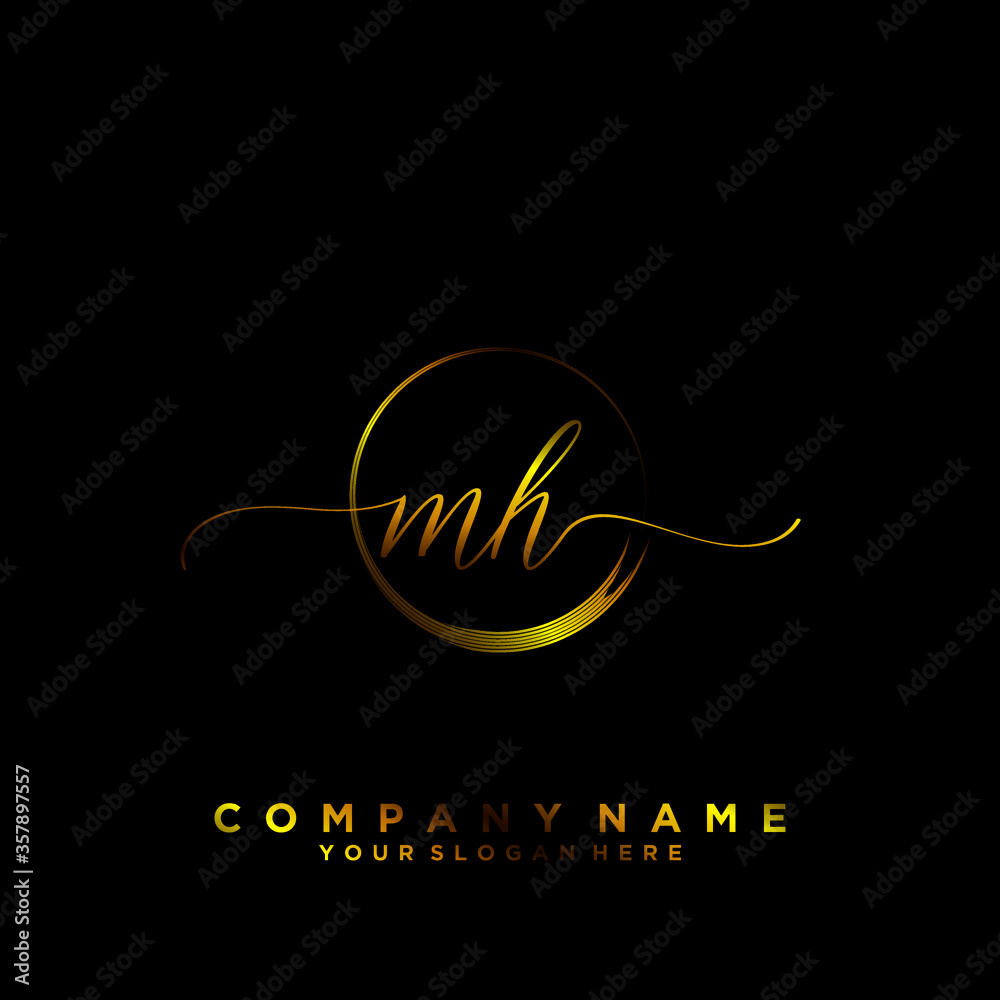 MH Initial handwriting logo vector MH Initial handwriting logo vector
