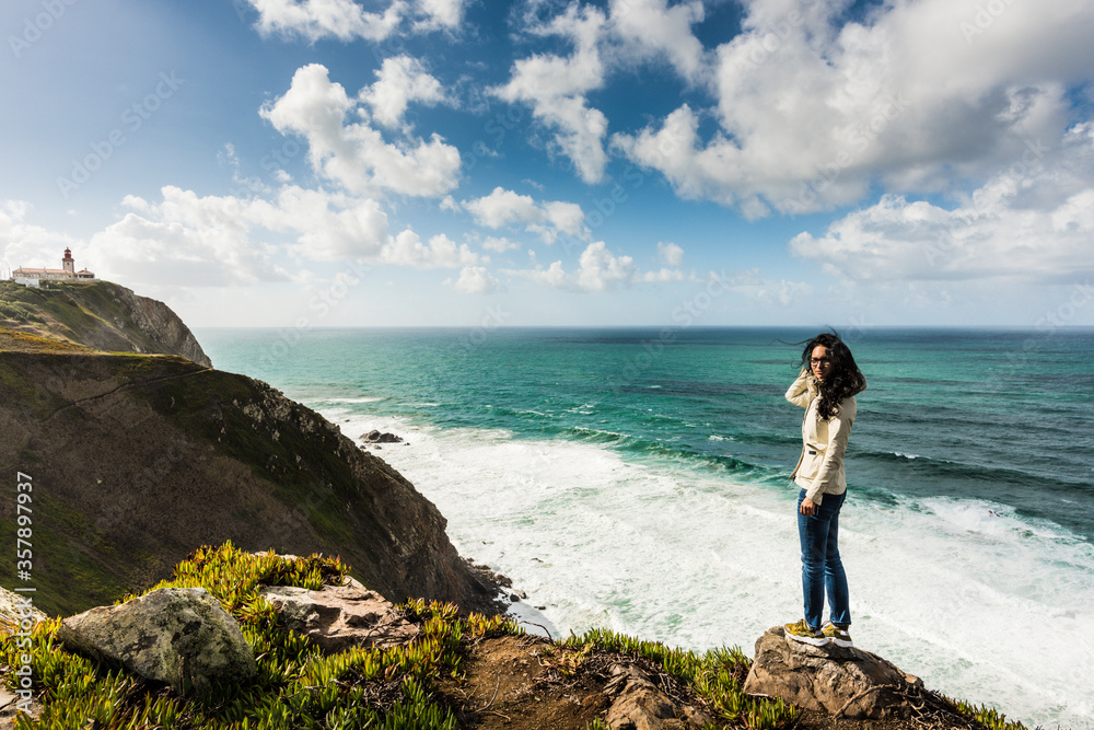 Cabo Da Roca Portugal girl explore sea shore