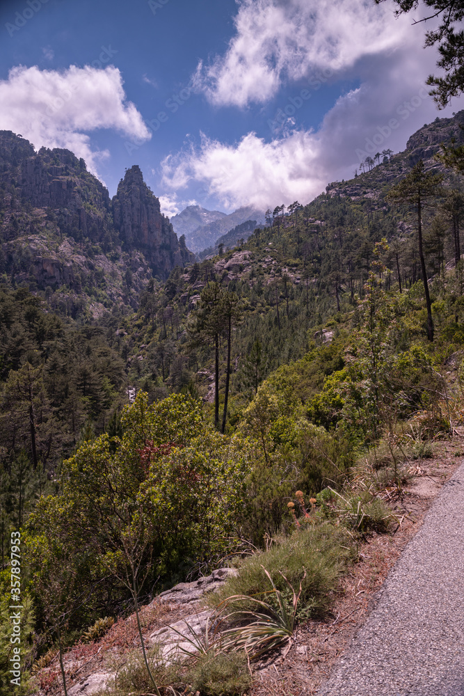 Fototapeta premium Mountain scenery of the heart of the island of Corsica, in the Mediterranean. Restonica, Corste