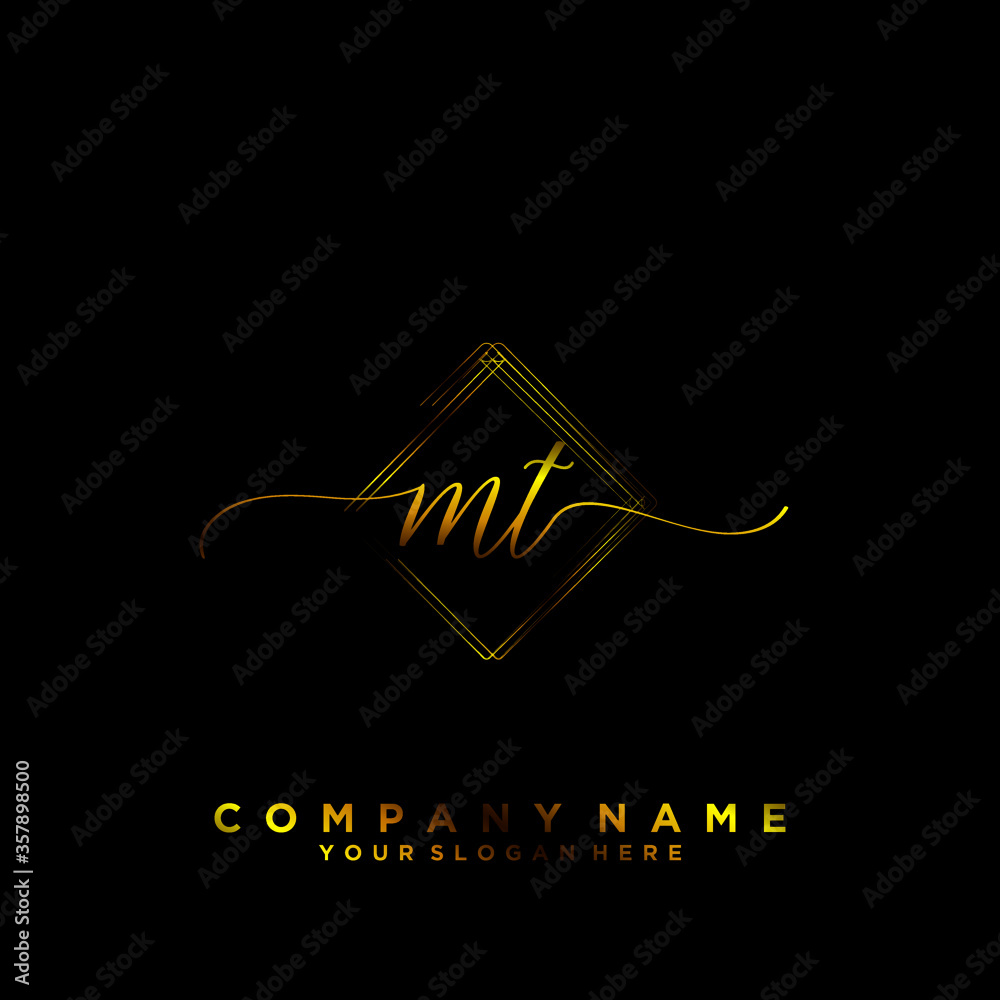MT Initial handwriting logo vector MT Initial handwriting logo vector