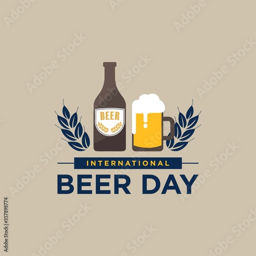 International beer day vector design illustration. beer, bottle, cheers, party Premium Vector