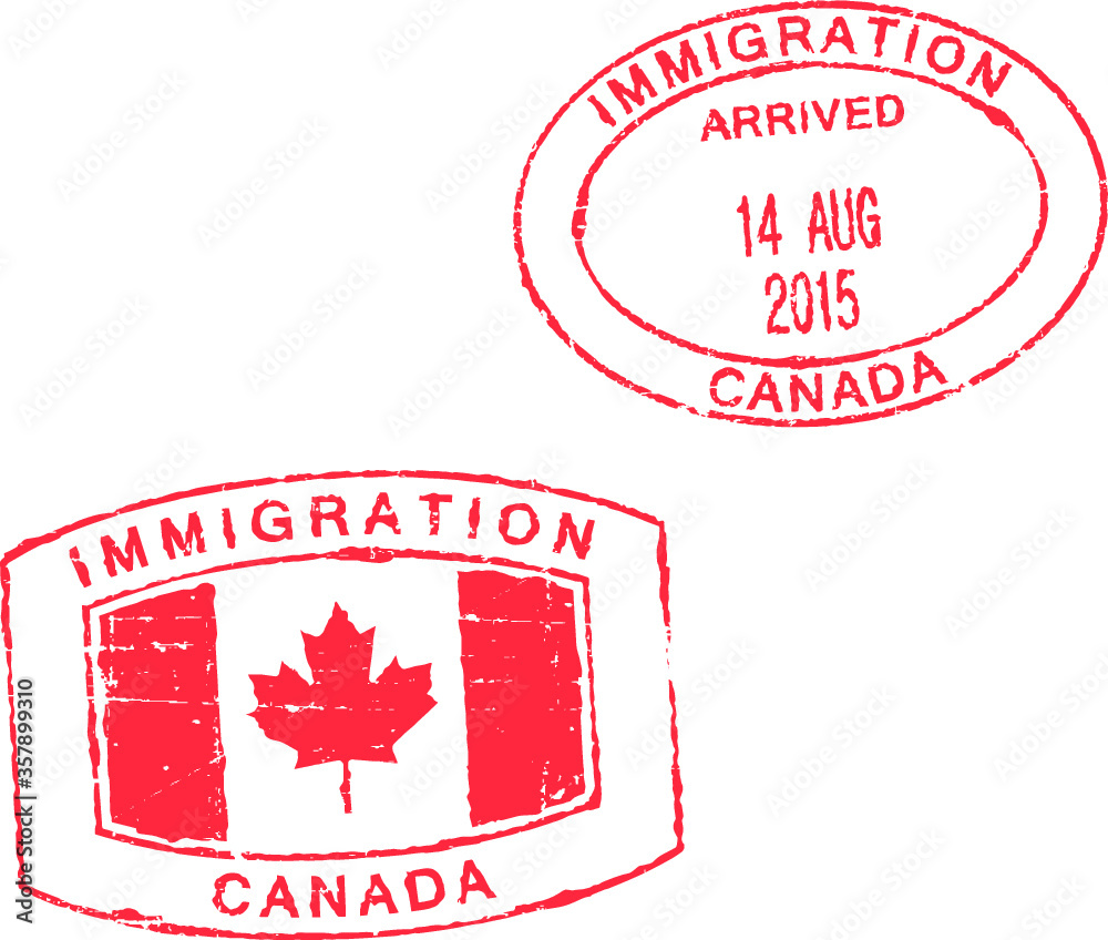 Two red stamps ''Immigration-Canada''