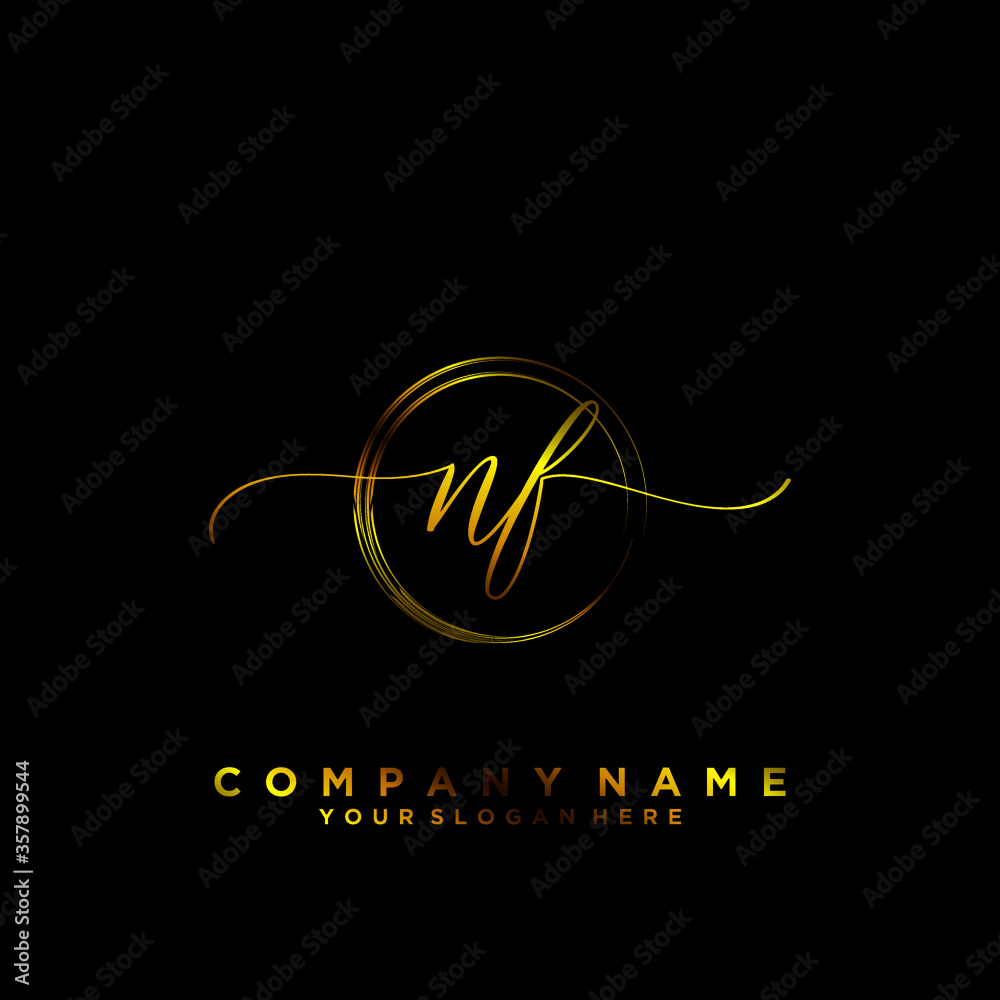 NF Initial handwriting logo vector NF Initial handwriting logo vector