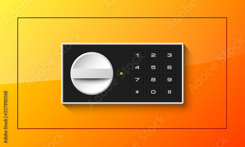 safe Image. Armored box background. The door of a bank vault with a electronic combination lock. Reliable Data Protection. Long-term savings. Deposit box safe icon.Protection of personal information