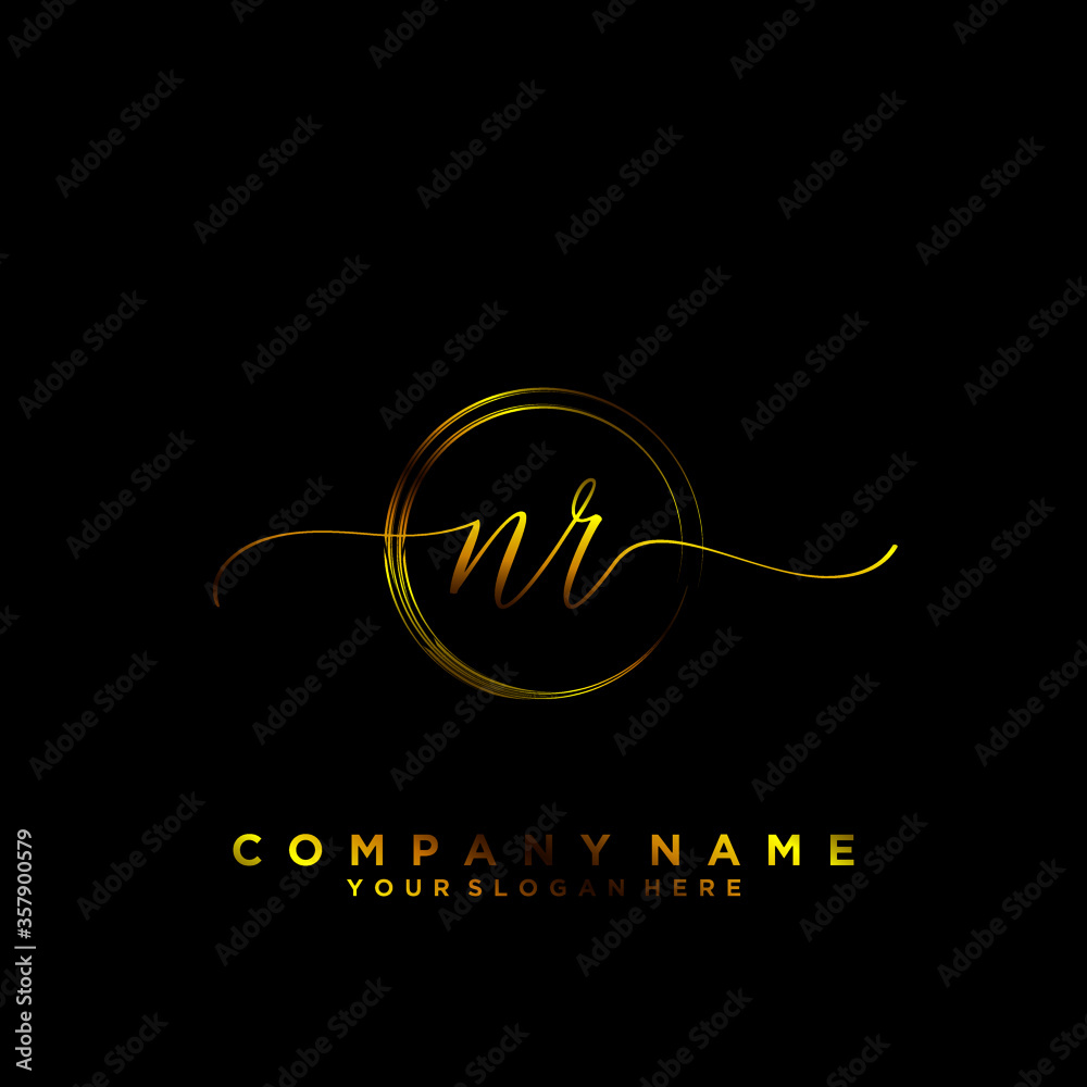 NR Initial handwriting logo vector NR Initial handwriting logo vector