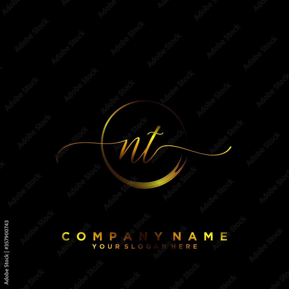 NT Initial handwriting logo vector NT Initial handwriting logo vector